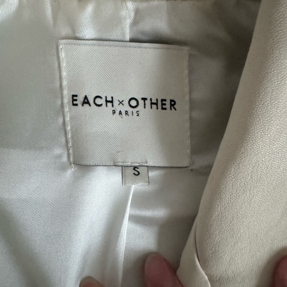 Rare Each x Other white genuine leather moto jacket lace ribbons small S $1885 - Picture 5 of 11